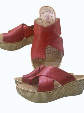 Born Wedge Sandals Red 9M